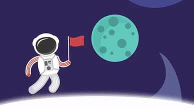 宇航员插红旗动画视频的预览图